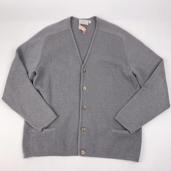 Vintage The Bay Hudson's Bay Austria Dark Gray Button V-Neck Cardigan Wool XL - Picture 1 of 5